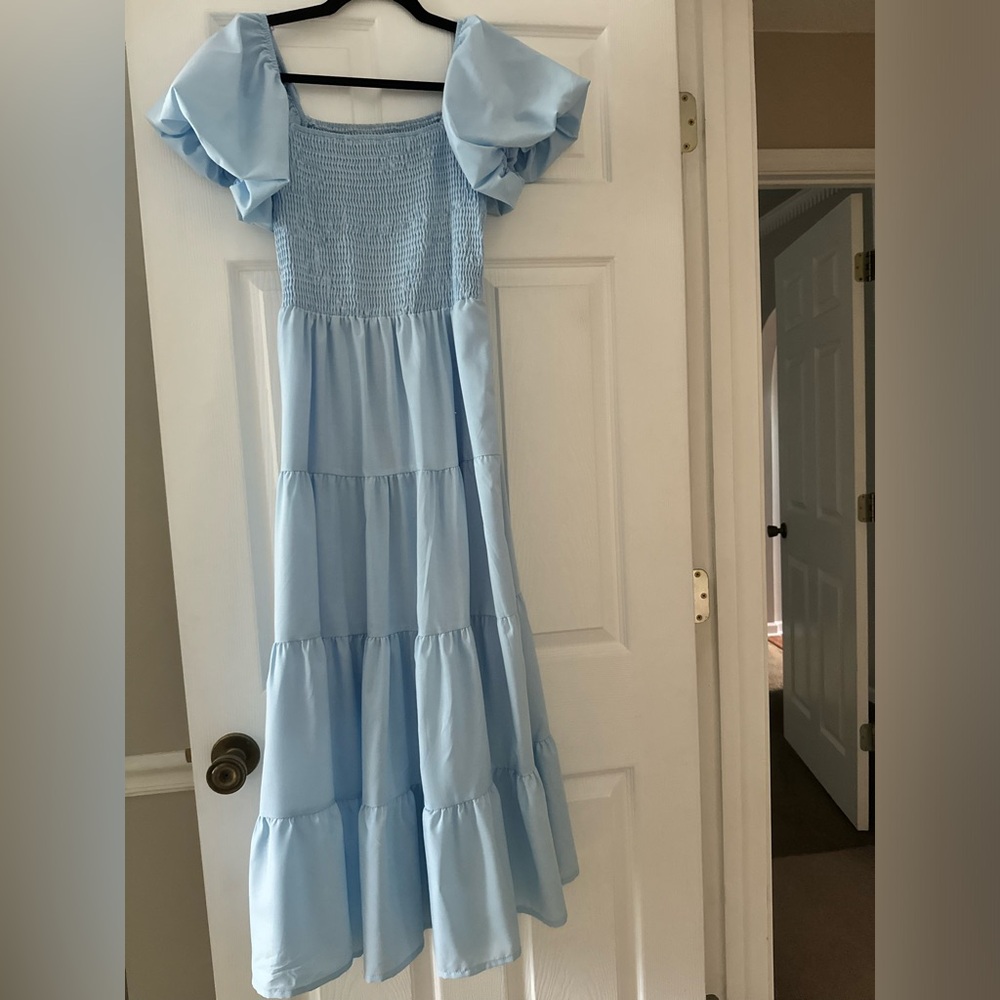 Ruffle Puff Sleeve Maxi Dress